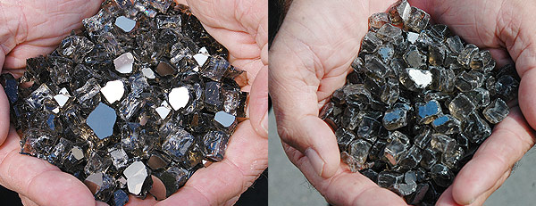 Bronze Reflective Nugget Genuine Diamond Fire Pit Glass ® vs. Other Leading Brand Glass 